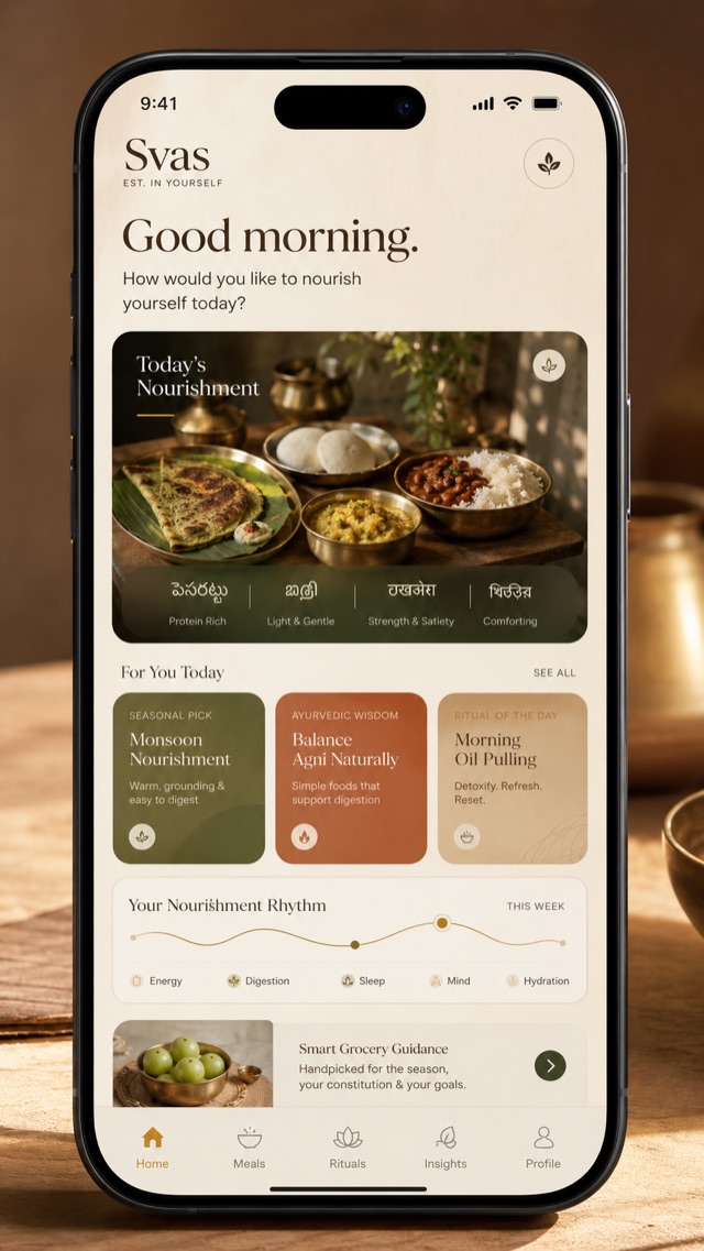 Svas app — today's meal plan